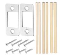 Lot de 2 gâches avec 4 vis, plaque de loquet de porte avec chevilles en bois, plaque arrière de porte d'angle ronde en acier inoxydable pour réparation de loquet de porte, pièces de rechange pour