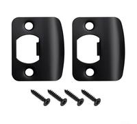 Lot de 2 gâches de porte en acier inoxydable avec pêne dormant réglables - Noir mat - Noyau solide ou creux - Pour installation à faire soi-même (coins arrondis)