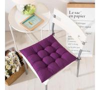 Lot de 2 galettes de chaise carrées super douces avec attaches - 40 x 40 cm - Pour intérieur et extérieur - Pour cuisine, jardin, terrasse (violet)