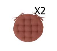 PEGANE Lot de 2 galettes de Chaise Ronde Coloris Terracotta - D. 38 cm
