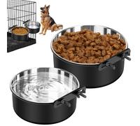 Lot de 2 gamelles à Eau pour Chien sans déversement - Gamelles à Suspendre pour Cage de Chien - Gamelles de Niche à Monter - en Acier Inoxydable - pour Chat, Chiot, Lapin, Oiseau - pour Chiens de