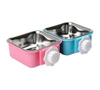 Lot de 2 gamelles Amovibles en Acier Inoxydable pour Chien, avec Support à boulons, écologiques, carrées, pour Chat, Chiot, Lapin, Petit Animal, à Suspendre