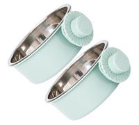 Lot de 2 gamelles antirouille à suspendre pour animal domestique avec support en acier inoxydable facile à nettoyer 650 ml