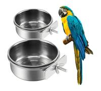 Lot de 2 gamelles en acier inoxydable avec supports pour cage à perroquet et eau pour petits oiseaux