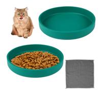 Lot de 2 gamelles plates en silicone pour chat | Assiette plate avec bord large pour protéger les moustaches, pour chatons, personnes âgées, collations, voyage
