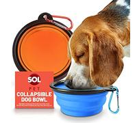 Lot de 2 gamelles pliables en silicone pour chien - Rose, bleu et orange - Qualité supérieure - Non toxique - Avec carnet SOL
