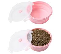 Lot de 2 gamelles pliables pour chien avec couvercles, 340,2 g, en silicone, pour petits chiens, chats, plats de voyage pliables pour le camping, la randonnée, la marche