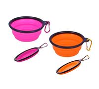 Lot de 2 gamelles pliables pour chien avec mousquetons en 2 parties, gamelles pour animaux de compagnie en silicone, pour les activités de plein air, les voyages et le