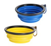 Lot de 2 gamelles pliables pour chien et chat - Portable - Avec mousqueton - Pour les voyages et la randonnée