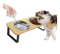 Lot de 2 gamelles pour chat surélevées, inclinées à 15 ° - En céramique - Avec support de gamelle en silicone - Gamelle et gamelle d'eau dans la station d'alimentation pour chats et petits chiens