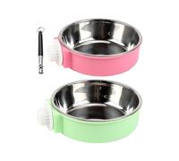 Lot de 2 gamelles pour chien avec 1 sifflet pour chien, gamelle à eau pour chien, gamelle en acier inoxydable pour chien, gamelle suspendue pour chien, distributeur de nourriture fixe indépendant,