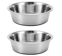 Lot de 2 gamelles pour Chien en Acier Inoxydable, 8,7 in / 22 cm, Grande capacité pour Nourriture et Eau, Base antidérapante en Silicone, Bols épais inoxydables, Noirs, pour Animaux