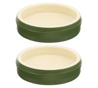 Lot de 2 Gamelles Rondes en Plastique Vert pour Caméléons et Dragons Barbus | Base Stable Antidérapante, Double Usage Eau et Nourriture, Nettoyage Rapide, Usage Vivarium ou Bac