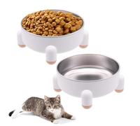 Lot de 2 gamelles surélevées en acier inoxydable pour chat, antidérapantes, gamelles surélevées en métal pour chats et petits chiens, adaptées aux moustaches, passent au lave-vaisselle, peut contenir