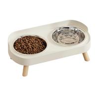 Lot de 2 gamelles surélevées pour Chat en Acier Inoxydable avec Support surélevé antidérapant, Double mangeoire Anti-déversement pour Chats et Petits Chiens
