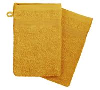 Lot de 2 gants de toilette en coton - 15 x 21 cm - Jaune Jaune G