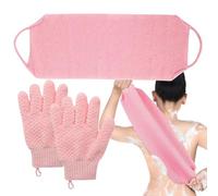 Lot de 2 gants de bain exfoliants pour le dos, serviette de douche exfoliante avec gant de douche pour gommage corporel, combinaisons en nylon durable, gants de lavage pour enlever les peaux mortes