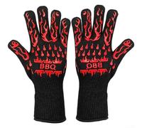 Lot de 2 gants de barbecue en silicone avec résistance à la chaleur de 500 degrés et fonction anti-brûlure pour une manipulation sûre des grils chauds, fours et ustensiles de cuisine (rouge)