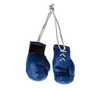 Lot de 2 gants de boxe miniatures en cuir noir/bleu/pendentif