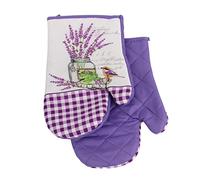 Lot de 2 gants de cuisine avec aimant FS25 - Gants de cuisine - Gants de cuisine - Fleurs de lavande FS25 - Violet et blanc