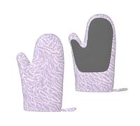 Lot de 2 gants de cuisine avec motif imprimé feuilles violettes, surface en gel de silice sans danger pour la pâtisserie, la cuisine, les barbecues, les cadeaux de cuisine
