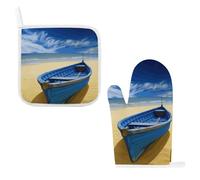 Lot de 2 gants de cuisine et maniques résistants à la chaleur antidérapants pour la cuisine, la plage, le bateau, les plats chauds et lavables pour la cuisine, la pâtisserie, les grillades, les