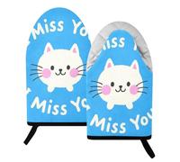 Lot de 2 gants de cuisine résistants à la chaleur avec motif de chat blanc et dessin animé I Miss You 204,4 °C - 24,1 x 15,2 cm
