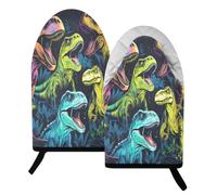 Lot de 2 gants de cuisine résistants à la chaleur en forme de dinosaure mignons - Mini gants de cuisine courts en coton matelassé avec poignée antidérapante, maniques isolées épaisses pour la