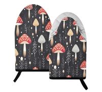 Lot de 2 gants de cuisine résistants à la chaleur en forme de feuille de champignon - Mini gants de cuisine courts en coton matelassé avec poignée antidérapante, maniques isolées épaisses pour la