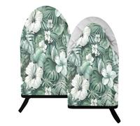Lot de 2 gants de cuisine résistants à la chaleur en forme de fleur de palmier - Mini gants de cuisine courts en coton matelassé avec poignée antidérapante, maniques isolées épaisses pour la