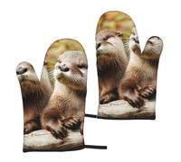 Lot de 2 gants de cuisine résistants à la chaleur Motif loutre