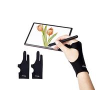 Lot de 2 gants de dessin numérique pour tablette à dessin, iPad, croquis, art avec deux doigts pour main droite et main gauche (protection anti-bavure, taille L, 8,5 x 22,8 cm
