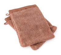 Lot de 2 gants de toilette 100% coton 16x21cm VIVID marron Terre cuite