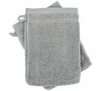 Lot de 2 gants de toilette 16x21 cm 100% coton 500 g/m² CHARM gris Argent