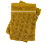 Lot de 2 gants de toilette 16x21 cm pur coton INTENSE à bordures blanches jaune