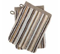 Lot de 2 gants de toilette coton 500 g/m2 PURE STRIPES II beige
