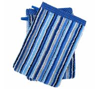 Lot de 2 gants de toilette coton 500 g/m2 PURE STRIPES II bleu