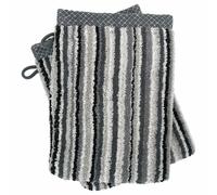Lot de 2 gants de toilette coton 500 g/m2 PURE STRIPES II gris