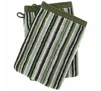Lot de 2 gants de toilette coton 500 g/m2 PURE STRIPES II vert