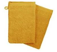 Lot de 2 gants de toilette en coton - 15 x 21 cm - Jaune Jaune G