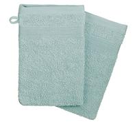 Lot de 2 Gants de Toilette en Coton Vert givré Tissu éponge 15 x 21 cm - Atmosphera