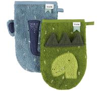 Lot de 2 gants de toilette Mr. Dino et Mrs. Elephant