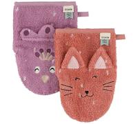 Lot de 2 gants de toilette Mrs. Cat et Mrs. Peacock