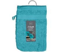 Lot de 2 Gants de Toilette "Tendresse" 15x21cm Bleu Paon Bleu G
