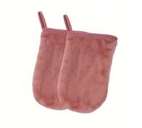 Lot de 2 gants démaquillants et nettoyants faciaux en microfibre hypoallergéniques, légèrement exfoliants, sans savon, sans produits chimiques, sans effort, 12,5 x 17,5 cm