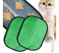 Lot de 2 gants d'épilation de chat au clair de lune, gants d'épilation électrostatiques double face, réutilisables, gants de toilettage magiques pour meubles (vert)
