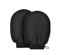Lot de 2 gants exfoliants, gants de massage, gants exfoliants, gants de hamam, gants exfoliants pour le corps et le visage (noir)