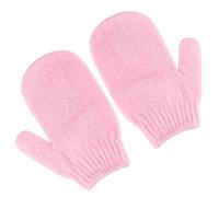 Lot de 2 gants exfoliants pour le bain et le corps, gants de douche en bambou, élimine les poils incarnés et les peaux mortes, pour douche, spa, massage et élimination des cellules mortes (rose)