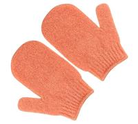 Lot de 2 gants exfoliants pour le bain et le corps, gants de douche en bambou, élimine les poils incarnés et les peaux mortes, pour douche, spa, massage et élimination des cellules mortes (orange)