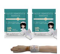 Lot de 2 gazes à claquement rapide, kit de premiers secours Advanced Stop The Bleed Combat Flexible Hémostatique Gaze Bleed Stop Faster les plaies Emballage médical Fournitures de survie (7,6 x 31,5